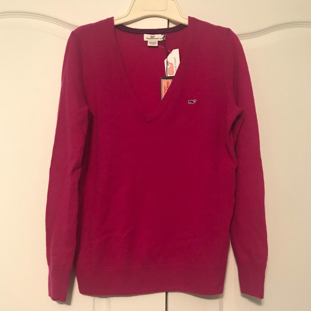 Vineyard Vines Fuchsia V-Neck Sweater
